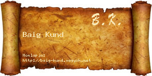 Baig Kund névjegykártya